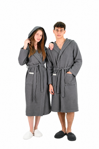 Zen Wafel Unisex Badjas | Antraciet