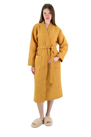 Aurelia Wafel Unisex Badjas | Geel