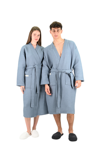 Aurelia Wafel Unisex Badjas | Blauw