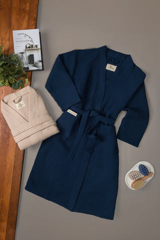 Aurelia Wafel Unisex Badjas | Navy