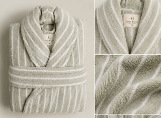 Riviera Gestreepte Unisex Badjas | Groen