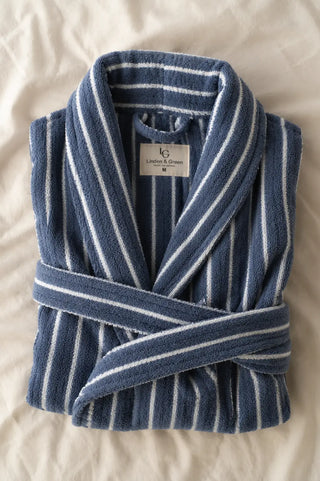 Riviera Gestreepte Unisex Badjas | Blauw